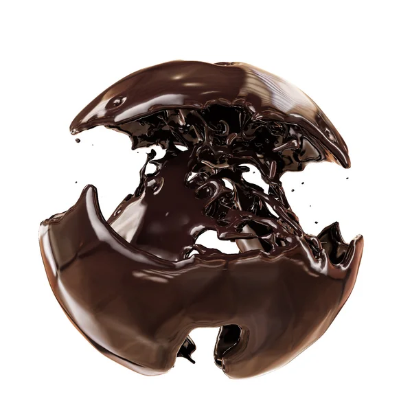 Αφηρημένη μορφή, βουτιά της σοκολάτας που απομονώνονται σε λευκό φόντο — Φωτογραφία Αρχείου