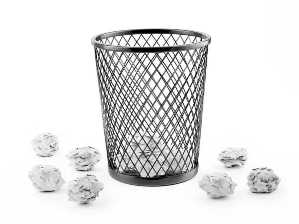 Çöp sepeti beyaz, illüstrasyon izole — Stok fotoğraf