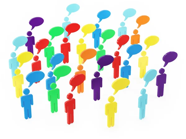 Grupa kolorowy ludzie mówią w social networking — Zdjęcie stockowe