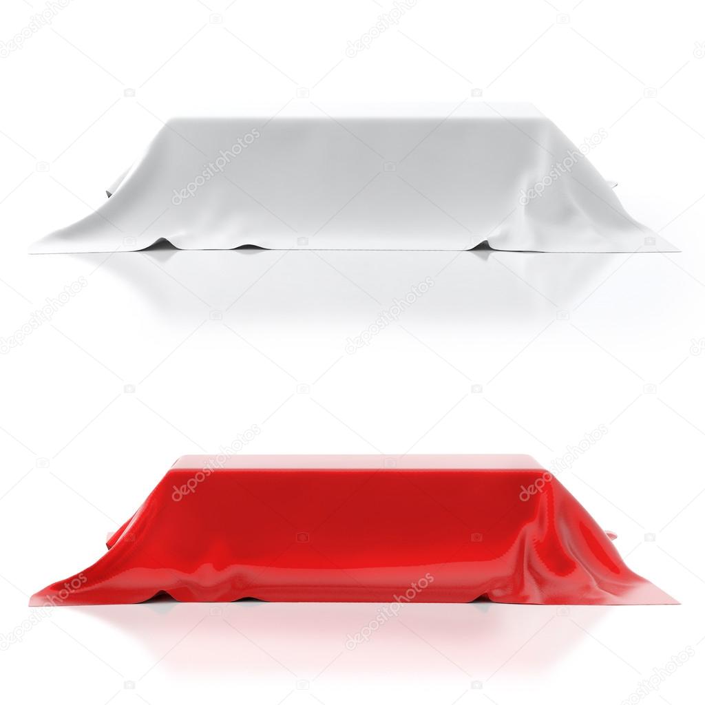 Box Covered with cloth. 3d illustration on white background