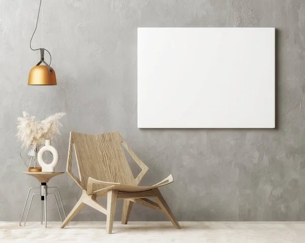 Mockup Poster Salon Loft Interieur Scandinavische Stijl Illustratie — Stockfoto