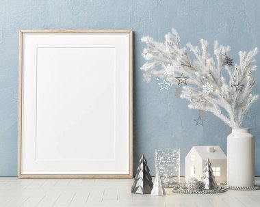 Noel Baba 'nın evinde Noel hediyeleriyle süslenmiş bir Noel odası. 3d illüstrasyon