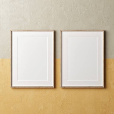 Renkli duvarda 3D resimli maket posterler..