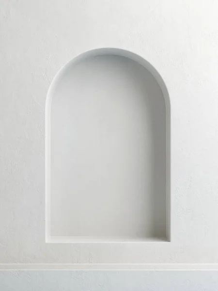 Podio Gesso Bianco Minimale Presentazione Del Prodotto Sfondo Arco Bianco — Foto Stock