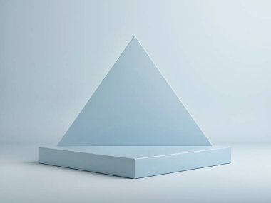 Geometrik platformlu ürün ekran podyumu, mavi arkaplan, 3d illüstrasyon.