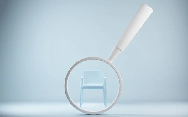 Searching New Job Opportunity Office Chair Magnifying Glass Recruitment Concept — Stockfoto