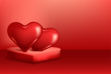 Valentines Day background Romantic composition with hearts and typography