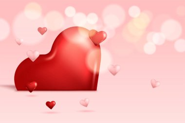 Valentines Day background Romantic composition with hearts and typography