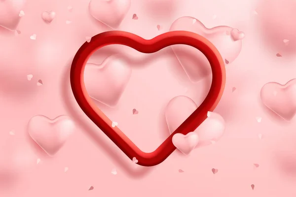 Valentijnsdag Rode Zoete Ballon Harten — Stockvector