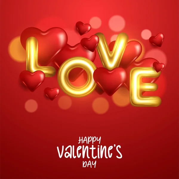 Valentines Day Background Romantic Composition Hearts Typography —  Vetores de Stock