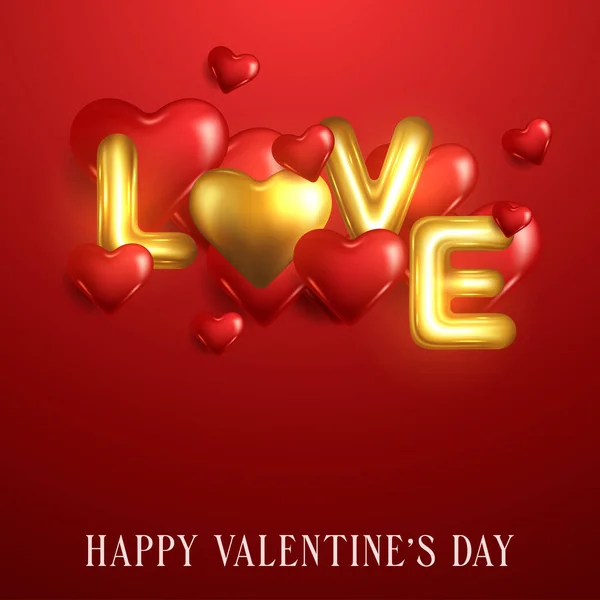 Valentines Day Background Romantic Composition Hearts Typography —  Vetores de Stock