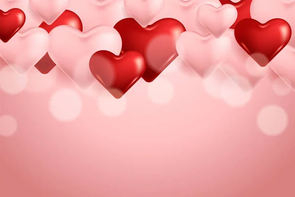 Valentines Day Background Romantic Composition Hearts Typography — Stockvector