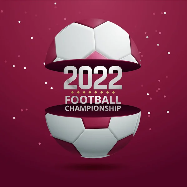 World Football Cup 2022 Realistic Soccer Ball — Vector de stock