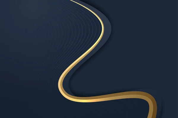 Abstract Wavy Luxury Dark Blue Gold Background — Vetor de Stock