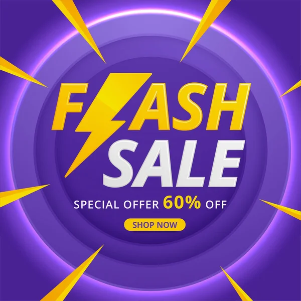 Flash Sale Shopping Poster Banner Flash Icon — Stock Vector