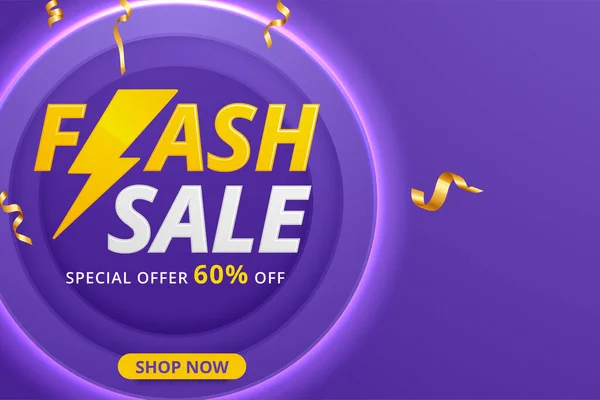 Flash Sale Shopping Poster Banner Flash Icon — Vettoriale Stock