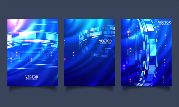 Vector Template Brochure Cover Tech Elements Background — Image vectorielle
