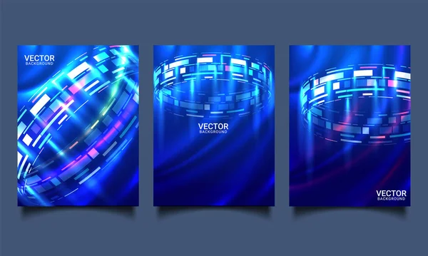 Vector Template Brochure Cover Tech Elements Background — Image vectorielle