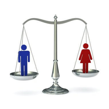 Scales with man and woman clipart