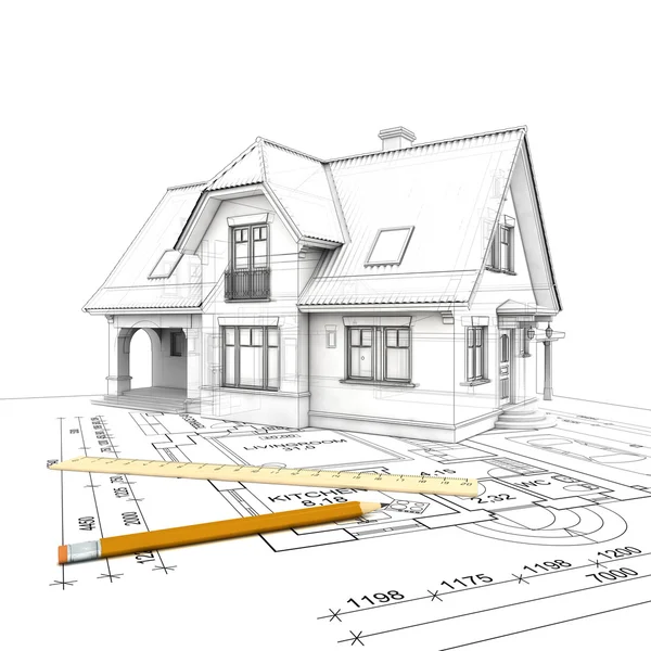 House project wireframe — Stock Photo, Image