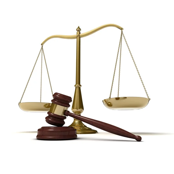Scales of justice and gavel — Stock Photo, Image