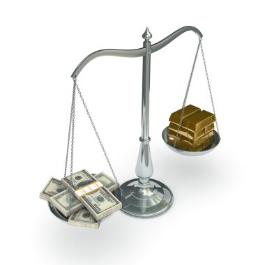 ölçekleri ile dolar ve altın Bar