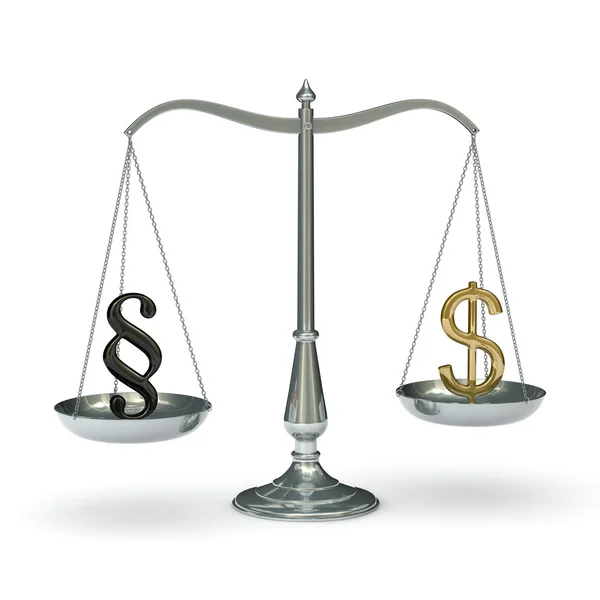 Scales law and dollar — Stock Photo, Image