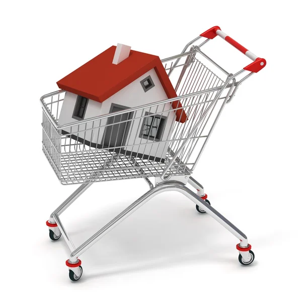 Shopping cart and house — Stock Photo, Image