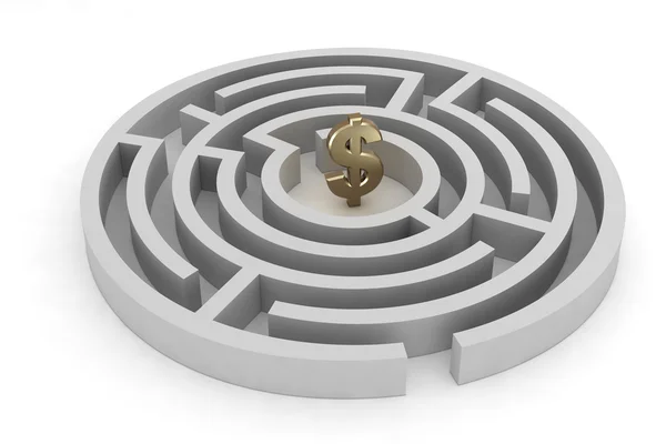 Labyrinth mit Dollar — Stockfoto