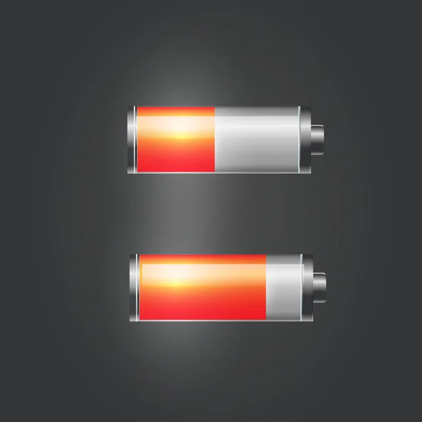 Red battery charge level indicator — Stock Vector