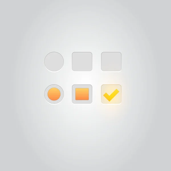 User interface elements: Buttons, Switchers, On, Off — Stock Vector