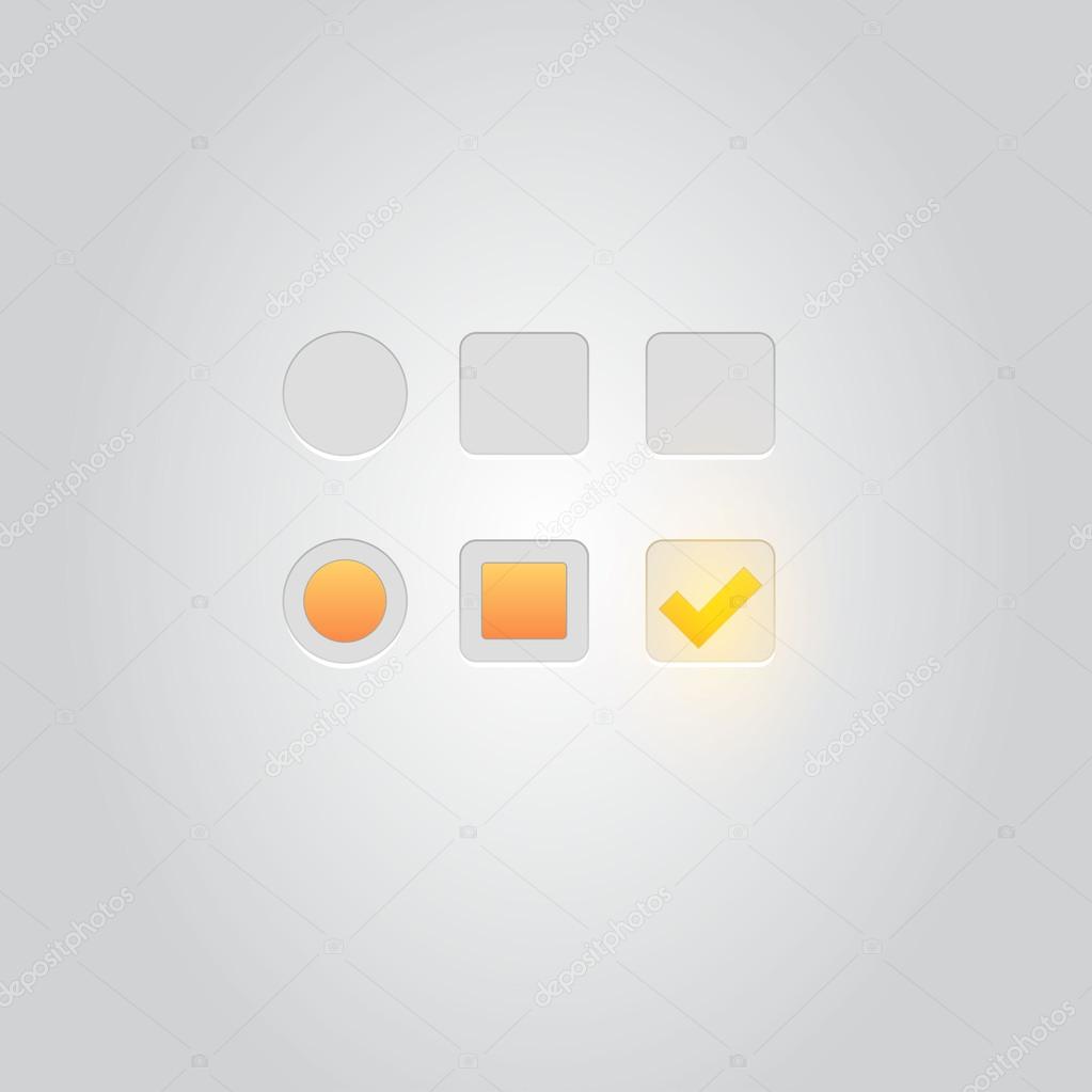 User interface elements: Buttons, Switchers, On, Off