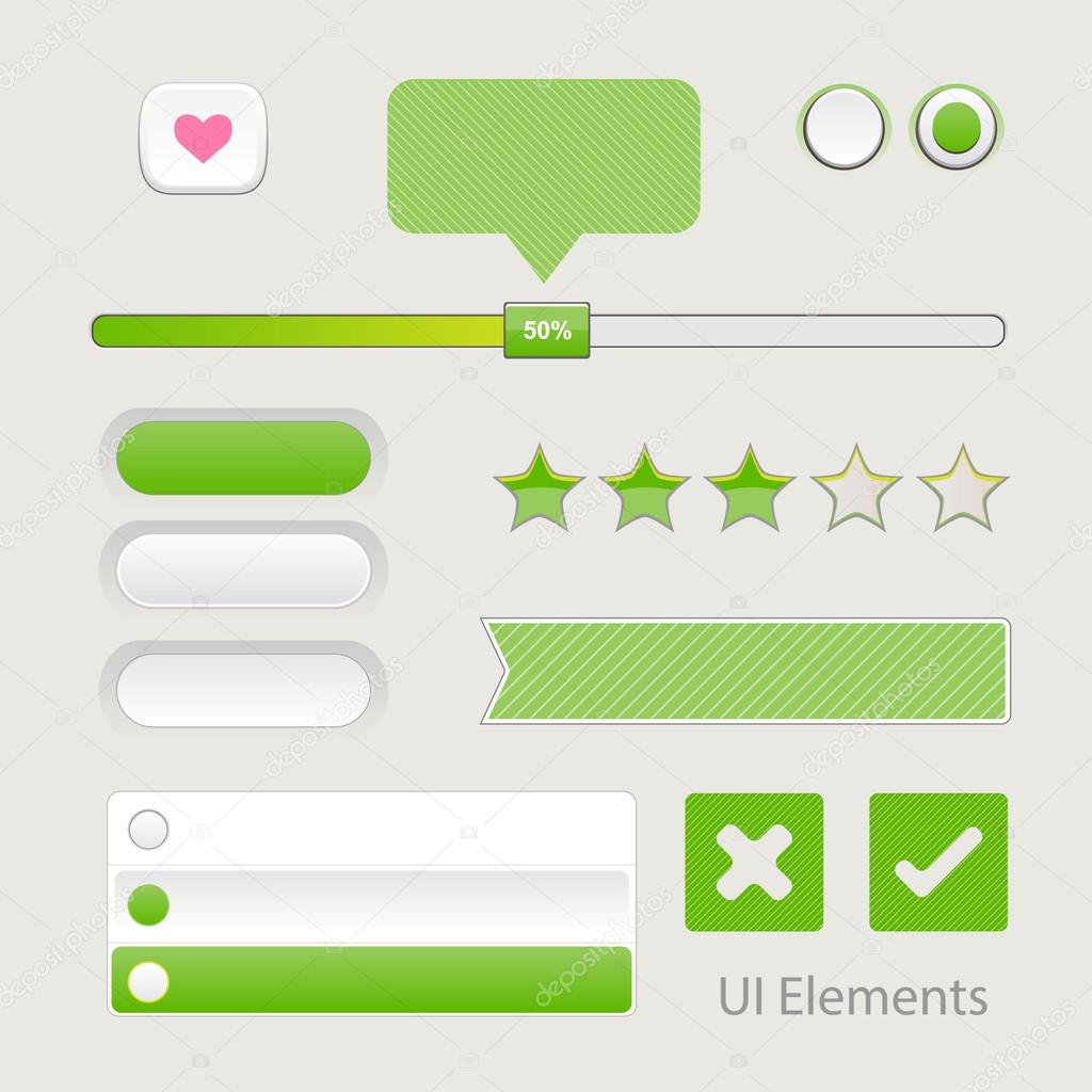 UI Web Elements: Buttons, Switchers, On, Off, Player, Audio, Video