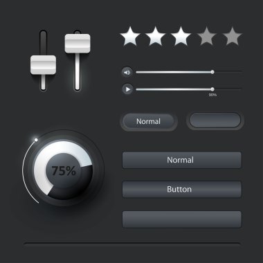 kullanıcı arabirimi öğeleri: düğmeler, anahtarlayıcıları, on, off, player, ses, video