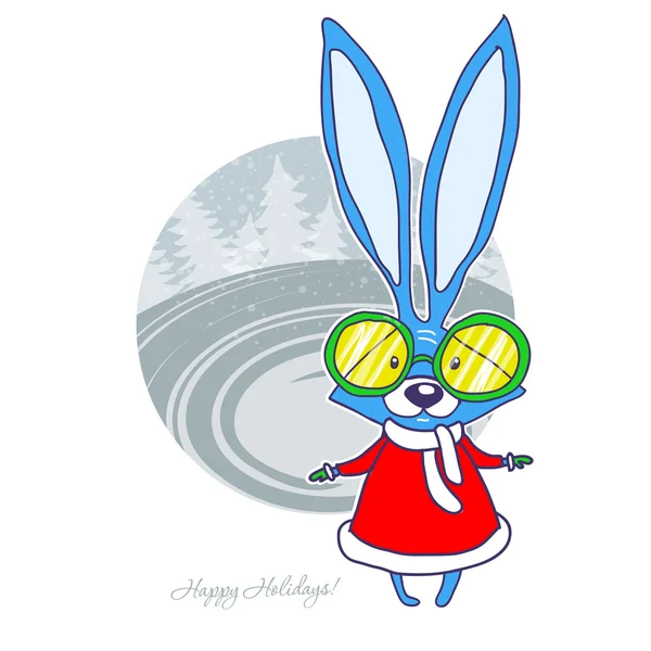 Bunny illustration. Hand drawn vector card. — Stock Vector