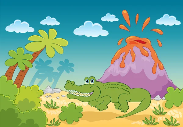 Aligator verde de dibujos animados — Vector de stock