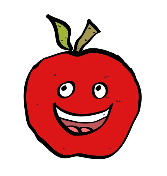 Retro dibujos animados feliz manzana — Archivo Imágenes Vectoriales