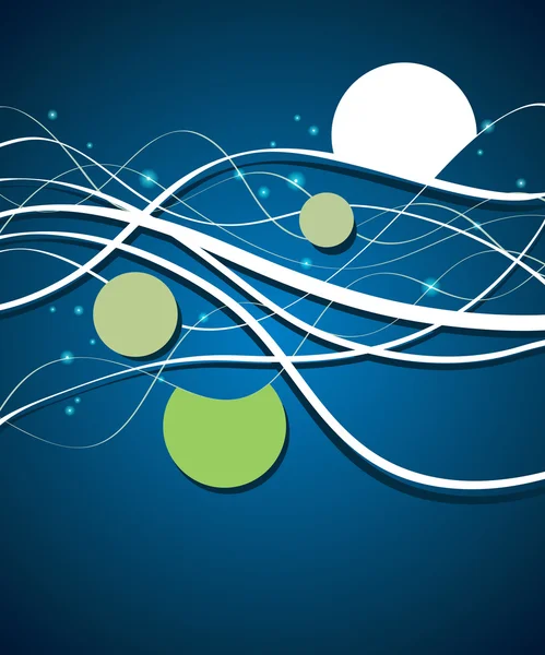 Zelené kroužky na pozadí modré vlny — Stockový vektor