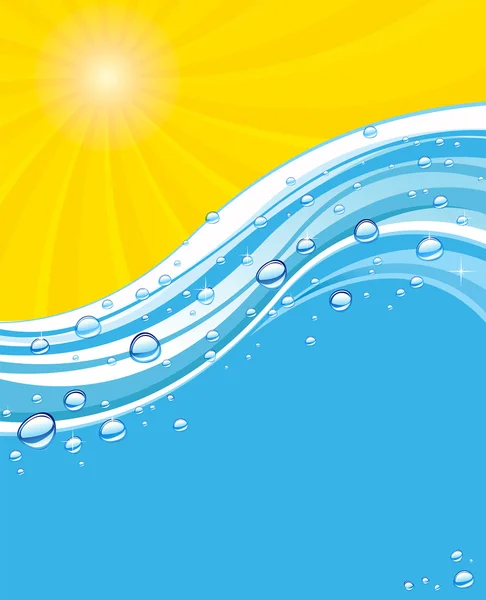 Vague d'eau avec fond de bulles — Image vectorielle