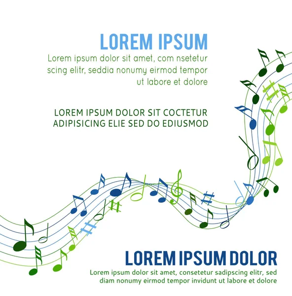 Notes Musique Colorées Sur Fond Blanc Solide — Image vectorielle
