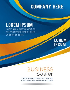 Dalgalı mavi ve turuncu arkaplan - broşür tasarımı veya el ilanı