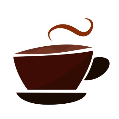 Beyaz arka planda koyu kahve fincanı, resimleme