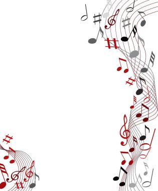 Katı beyaz arkaplanda renk notaları