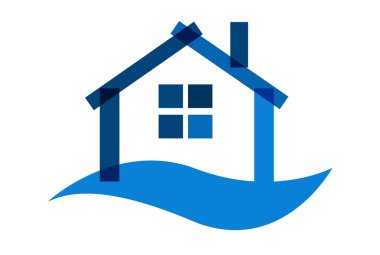 Mavi ve turuncu emlak simgesi - illüstrasyon