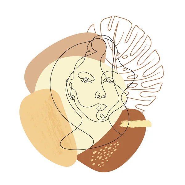 Bir kızın sanat portresi boho elementlerinin arka planında tek bir satırda yer alır.