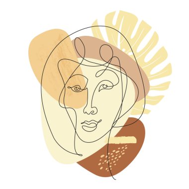 Boho tarzı elementlerle dolu bir kızın modern sanat portresi.