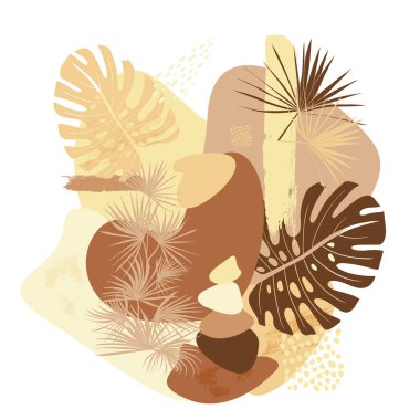 Doğal şekilli modern POSTER ve kuru Monster yapraklı doğal gölgeler.