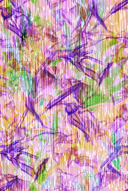 çok renkli dijital katmanlı modern botanik desen