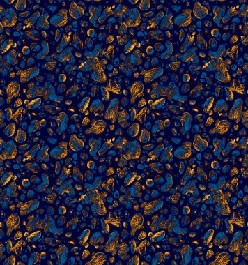 Tekstil için mavi ve turuncu tonlarda suluboya ile boyanmış soyut desenli soyut desen