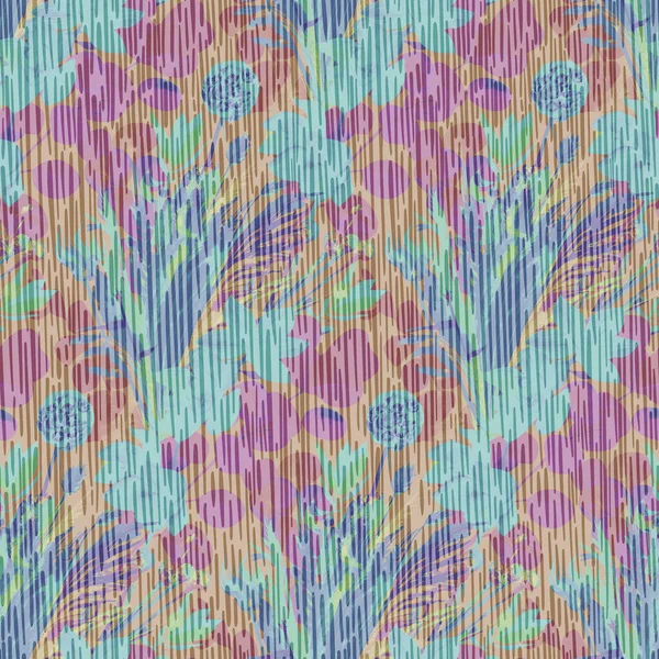 Sömlös flerfärgat mönster med flerfärgade silhuetter av torra örter och blommor — Stockfoto